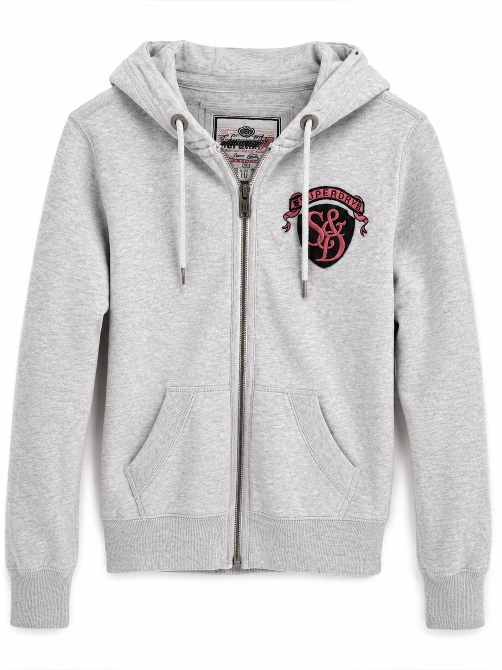 Superdry Japan Orange Label Embroidered Appliqué Hoodie Grey M
